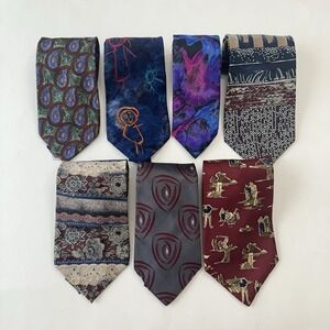 Lot of 7 Assorted Men's Neck Ties Silk Made In USA & Italy Designer